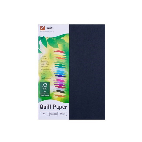 Quill Coloured Paper 80gsm A4 Black Pack of 500