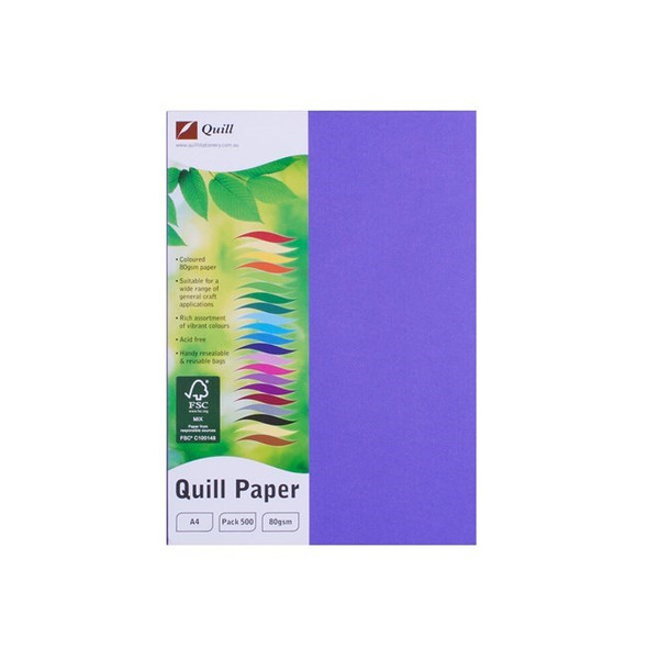 Quill Coloured Paper 80gsm A4 Lilac Pack of 500