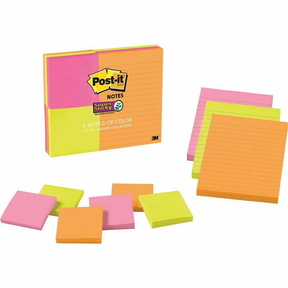 Post-it Super Sticky Notes Rio De Janeiro Assorted Sizes Pack of 9 4633-9SSAU