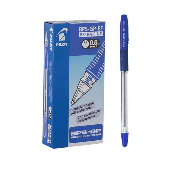 Pilot BPS-GP The Ballpoint Stick Grip Pen Extra Fine Blue Box of 12