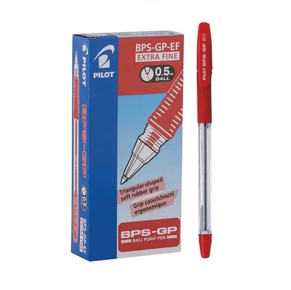 Pilot BPS-GP The Ballpoint Stick Grip Pen Extra Fine Red Box of 12