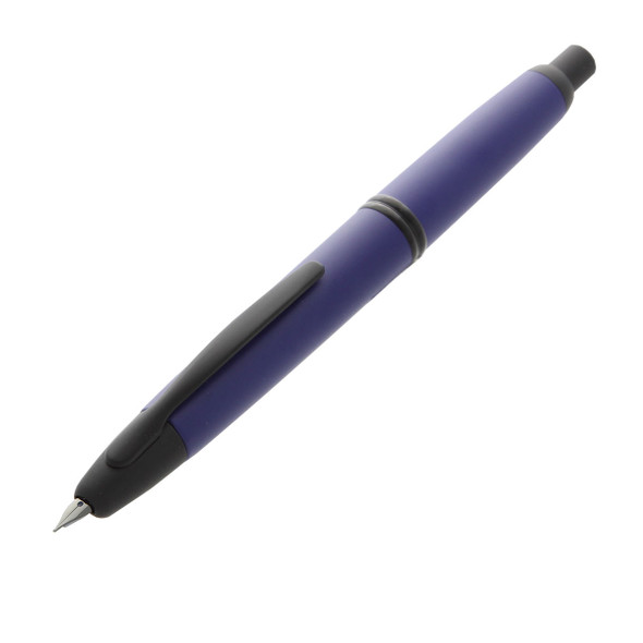 Pilot Capless Black Accent Fountain Pen Medium Nib Matte Blue Barrel