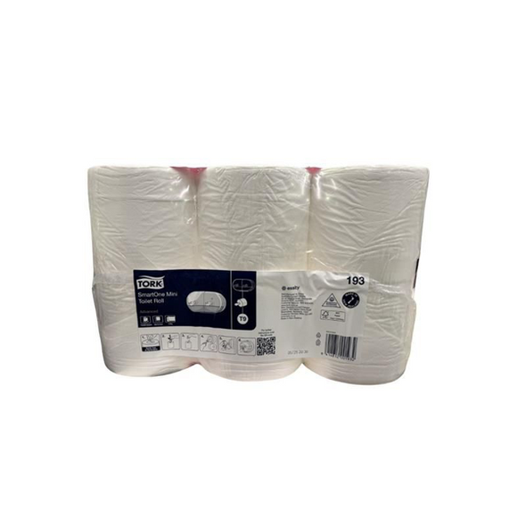 Tork 193 SmartOne Mini Toilet Roll 2-Ply Advanced T9 White - Carton of 12 | It's A Mega Thing Tork 193 SmartOne Mini Toilet Roll 2-Ply Advanced T9 White - Carton of 12 | It's A Mega Thing