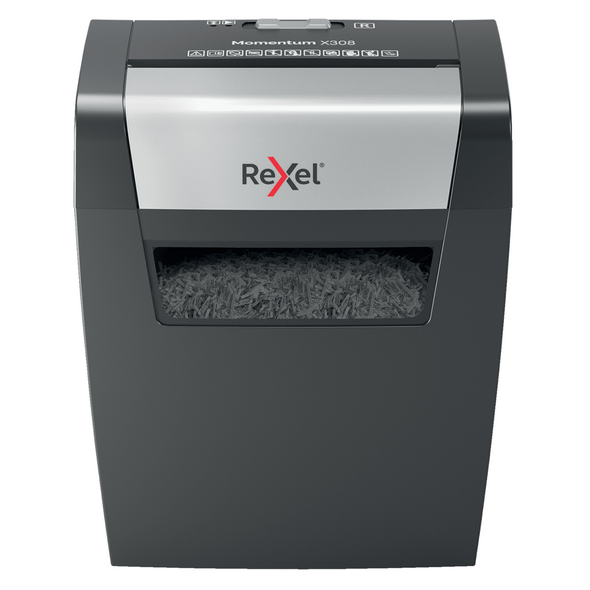 Rexel Momentum X308 Cross Cut Paper Shredder Black