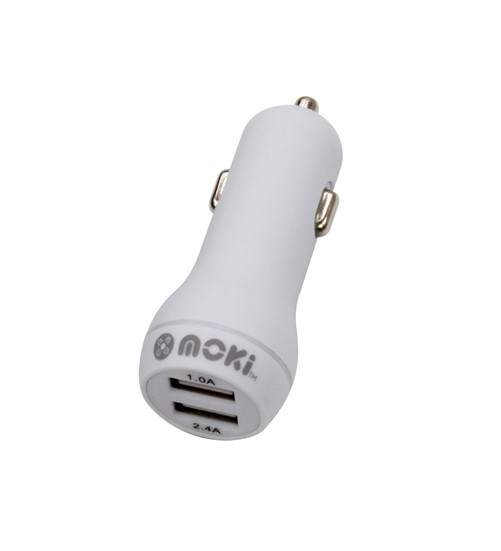 Moki Dual USB Car Charger White