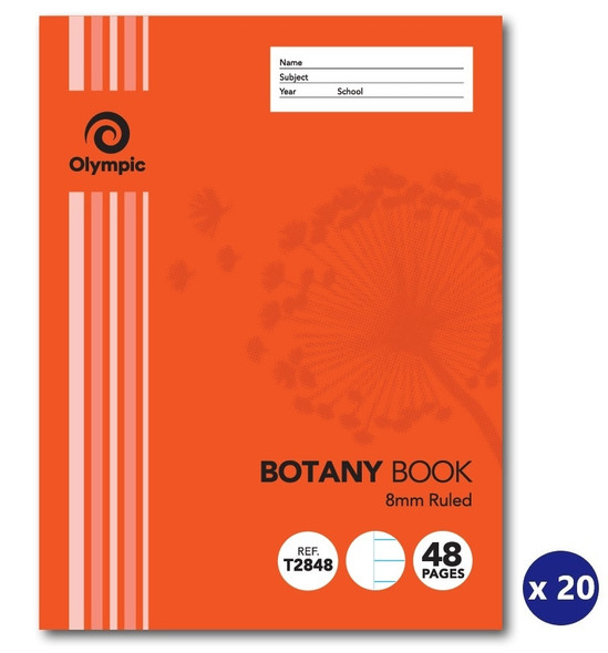 Olympic Botany Book 48 Pages 8mm Feint Stapled Pack of 20