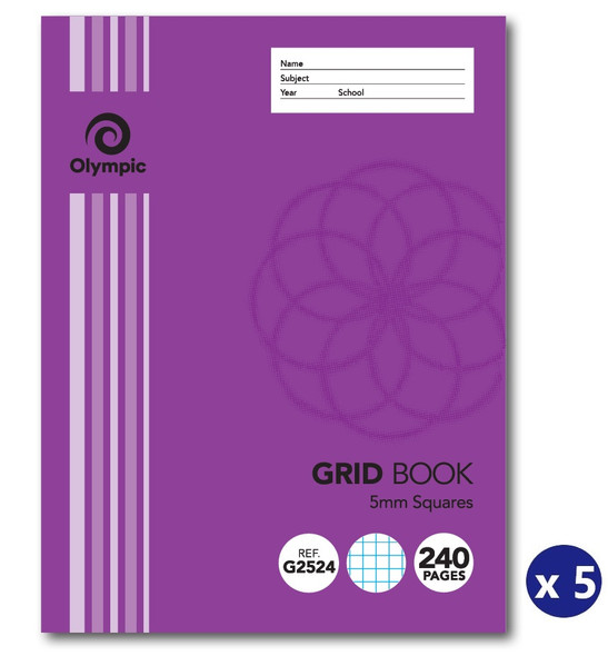 Olympic Grid Book 240 Pages 5mm Sewn Pack of 5