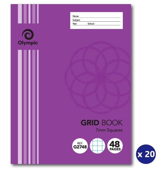 Olympic Grid Book 48 Pages 7mm Stapled Pack of 20