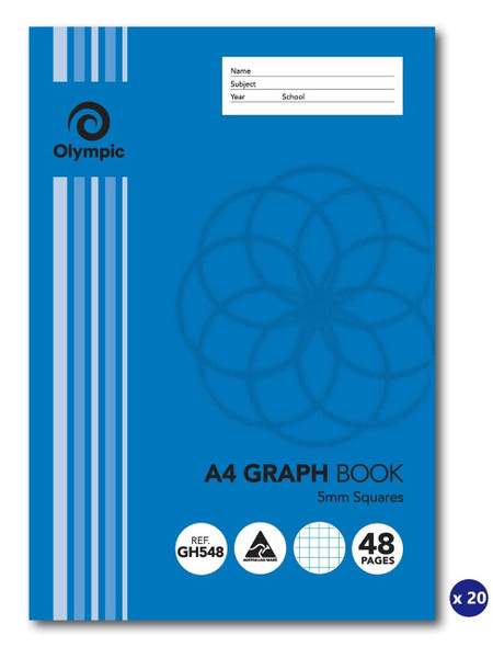 Olympic Graph Book A4 48 Pages 5mm Stapled Pack of 20