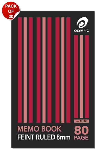 Olympic Memo Book 80 Pages 8mm Stapled Pack of 20