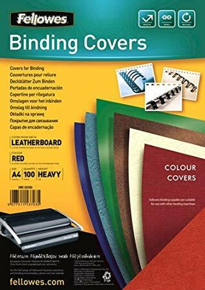 Fellowes Binding Covers Leatherboard A4 Red