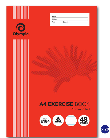 Olympic Exercise Book A4 48 Pages 18mm Feint Stapled Pack of 20