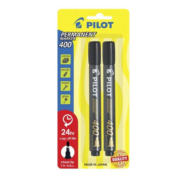 Pilot 636403 Sca-400 Permanent Marker Chisel Tip Black 2Pk | Its A Mega Thing