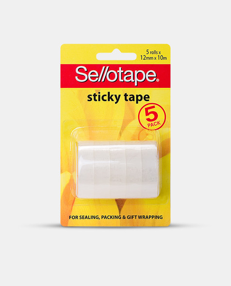 Sellotape Sticky Tape Roll Small 12mm x 10m 5 Rolls Pack of 6 Hangsell