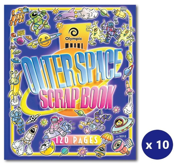 Olympic Outer Space Scrap Book 120 Pages Blank Stapled Pack of 10