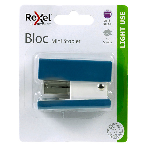Rexel Mini Bloc Stapler Blue