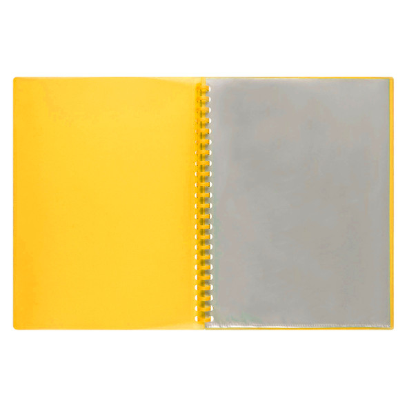 Marbig Clearview Display Book Refillable 20 Pocket A4 Translucent Yellow Box of 12