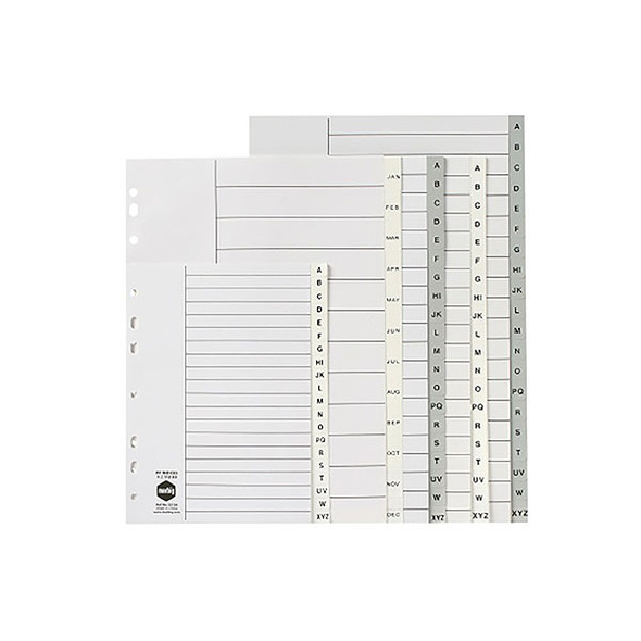Marbig Foolscap Indices and Dividers A-Z Tab PP Grey