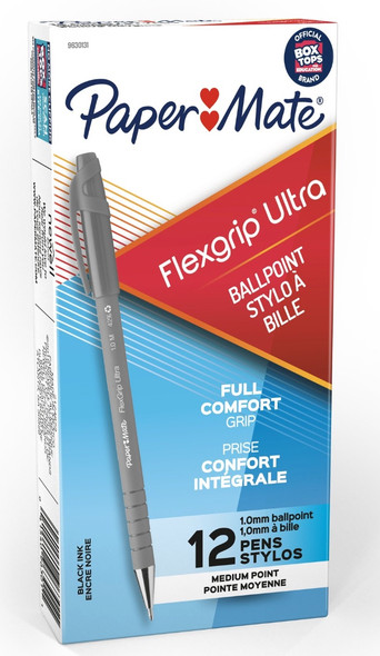 Papermate Flexgrip Ultra Ballpoint Pen Medium 1.0mm Black Box of 12