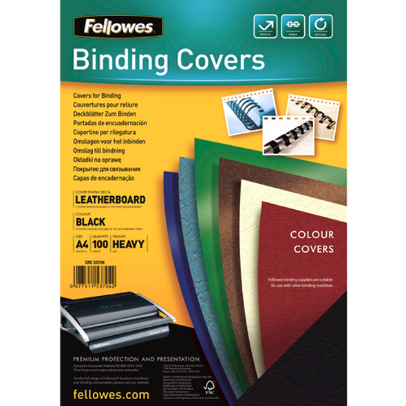 Fellowes Binding Covers Leatherboard A4 Black