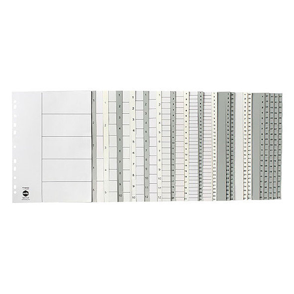 Marbig A4 Indices and Dividers 1-20 Tab PP Grey