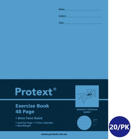 Protext Exercise Book 225 x 175mm 48 Page Ruled PP Cover Spider Pack of 20