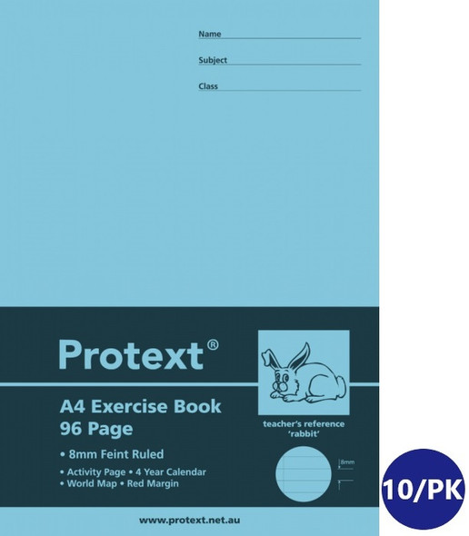 Protext Exercise Book A4 96 Page Ruled PP Cover Rabbit Pack of 10