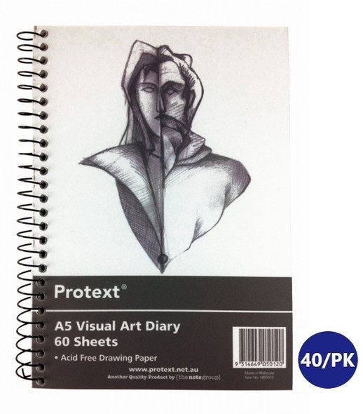 Protext Visual Art Diary A5 60 Sheet Polypropylene Clear Cover Pack of 5