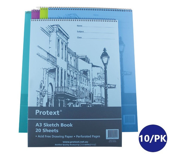 Protext Sketch Book A3 Polypropylene 20 Sheet Assorted Pack of 10