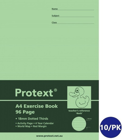 Protext NB5071 A4 Exercise Book 96 Page 18mm Dotted Thirds with Margin Duck – Pack of 10
