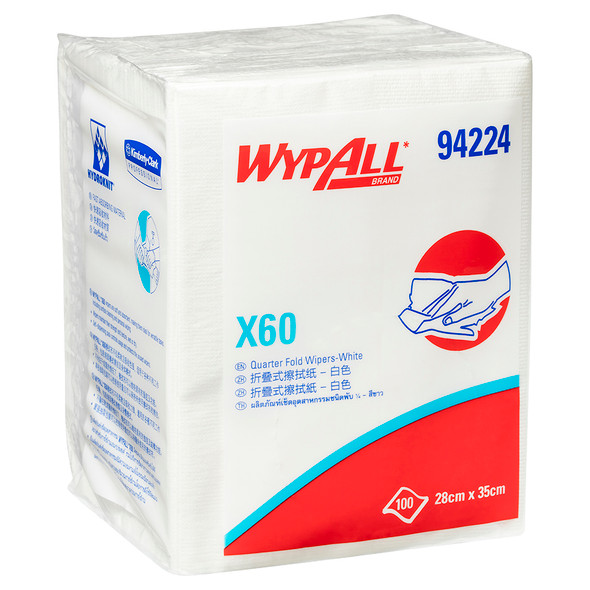 WypAll X60 Single Sheet Wiper White 100 Wipers Pack of 8