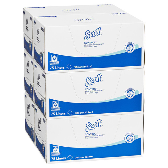 Control Absorbent Hydroknit Large Tray Liners White 75 Sheets Packs of 6 Scott