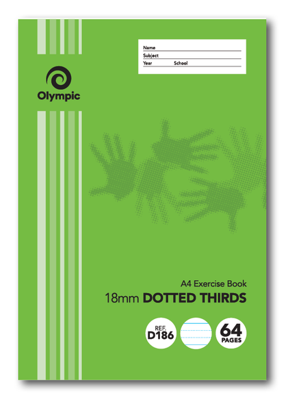 Olympic A4 Exercise Book 64 Pages 18mm Dotted Thirds Ruled Pack of 20