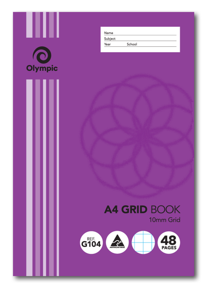 Olympic A4 Grid Book 48 Pages 10mm Stapled Pack of 20