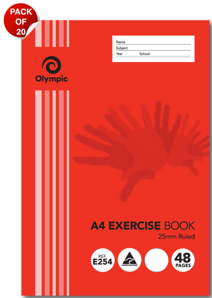 Olympic Exercise Book A4 48 Pages 25mm Feint Stapled Pack of 20