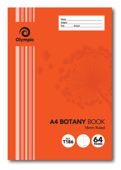 Olympic Botany Book 64 Pages A4 18mm Feint Ruled Pack of 20