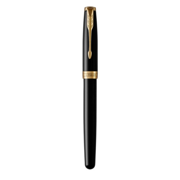 Parker Sonnet Fountain Pen Black Lacquer and Gold Trim Medium Nib