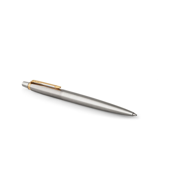 Parker Ballpoint Pen Jotter Stainless Steel and Gold Trim Medium Tip