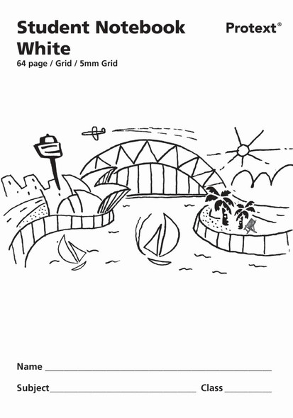 Protext Student Notebook 64 Page 5mm Grid White Pack of 20