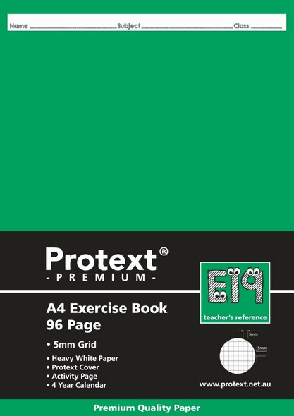 Protext Premium Exercise Book A4 96 Page 5mm Graph E19 Pack of 10