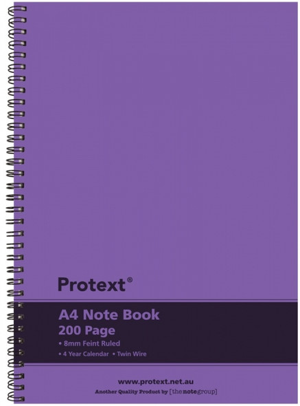 Protext Twin Wire Notebook A4 PP Cover Ruled 200 Page Purple Pack of 5