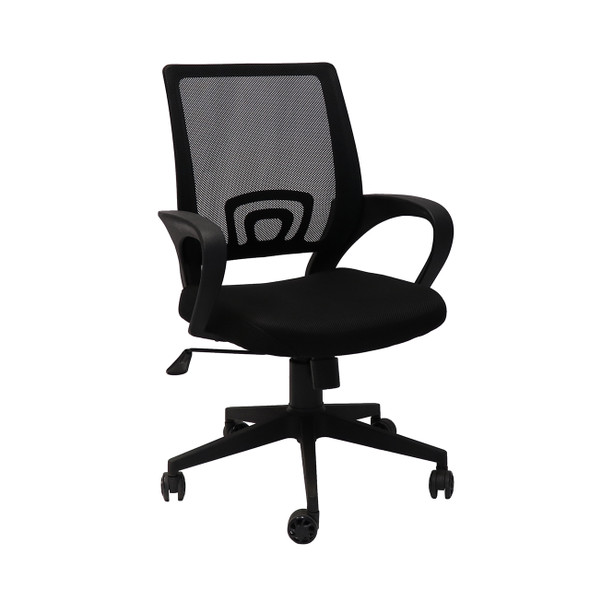 Rapidline Chair Vesta Mesh Back with Arms Black Fabric