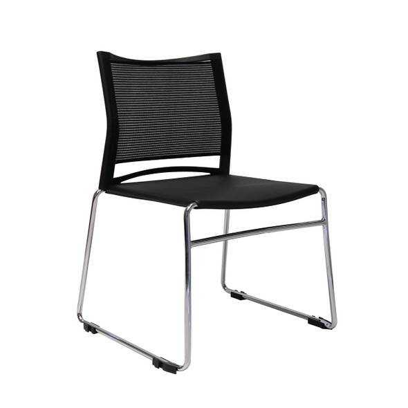 Rapidline PMV Black Stackable Mesh Back Visitor Chair