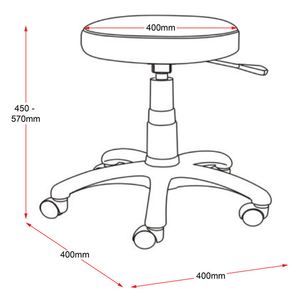 Rapidline Data Stool Black PU 450-570mm Height