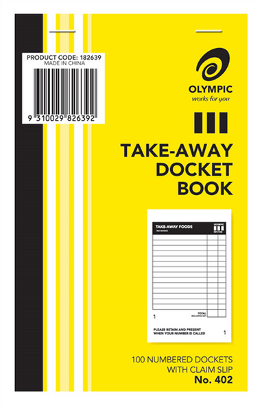 Olympic Take-Away Docket Book 402 100 Pages 93 x 150mm Pack of 5