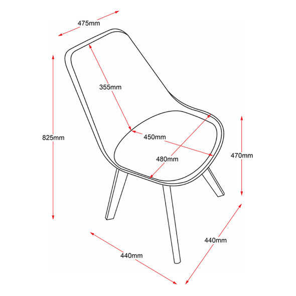 Rapidline Black Shell with Grey Seat Pad Virgo Chair Oak Timber Leg Polypropylene