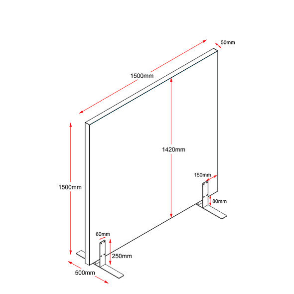 Rapidline Blue Upholstery Free Standing Acoustic Screen 1500 x 50 x 1500mm