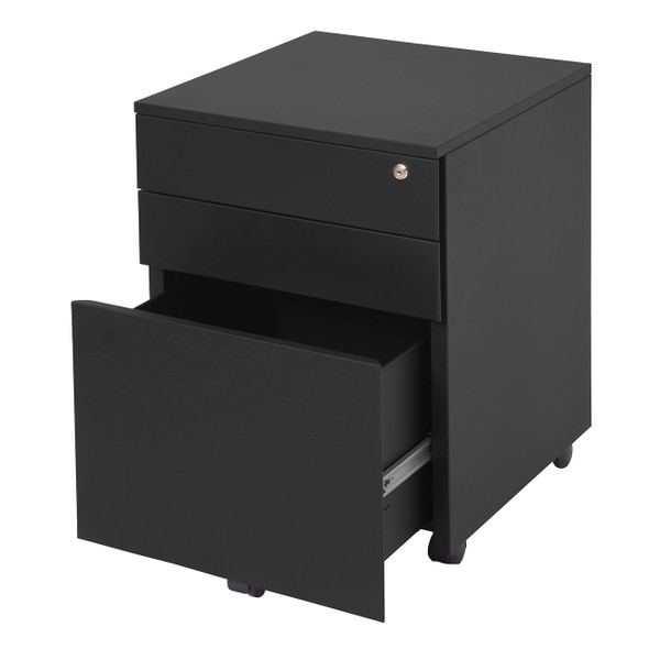 Rapidline Black Go Steel Mobile Pedestal 3 Drawer