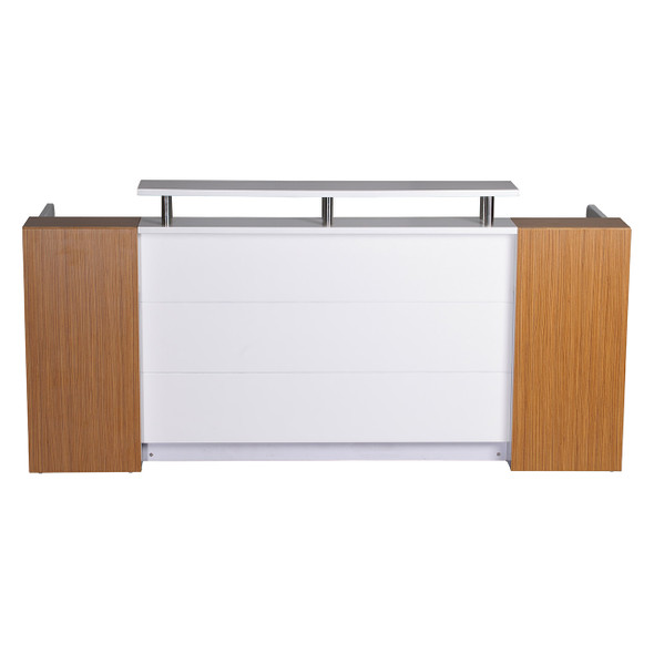 Rapidline 2400 x 800mm Marquee Reception Counter Gloss White / Zebra Veneer