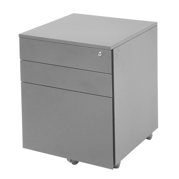 Rapidline Go Steel Mobile Pedestal 3 Drawer Precious Silver